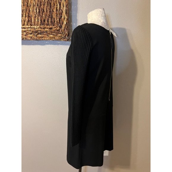 LOFT Dress 6 Small Black Stretch Ribbed Knit Long Sleeve Cotton Wool Rabbit NWT - Picture 10 of 10
